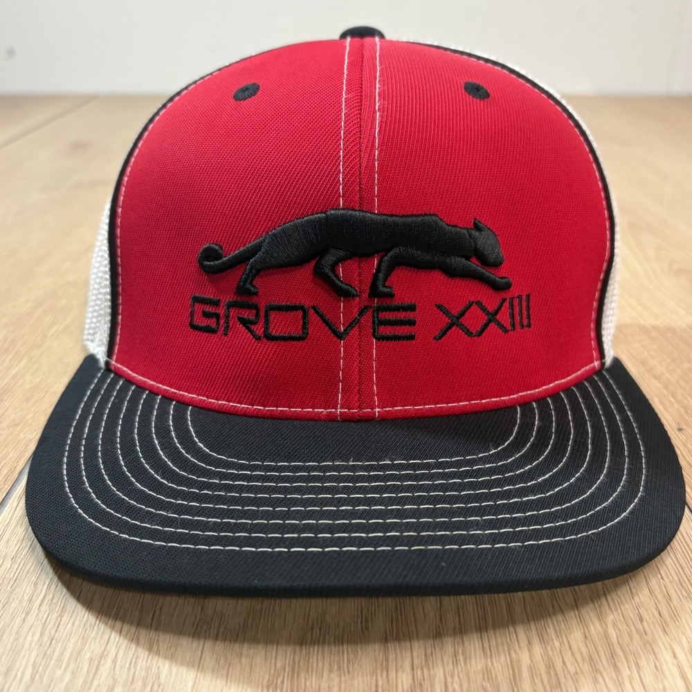 Jordan Grove XXIII Golf Hat Pacific Headwear 405 Red Fitted Mesh Trucker Cap 23